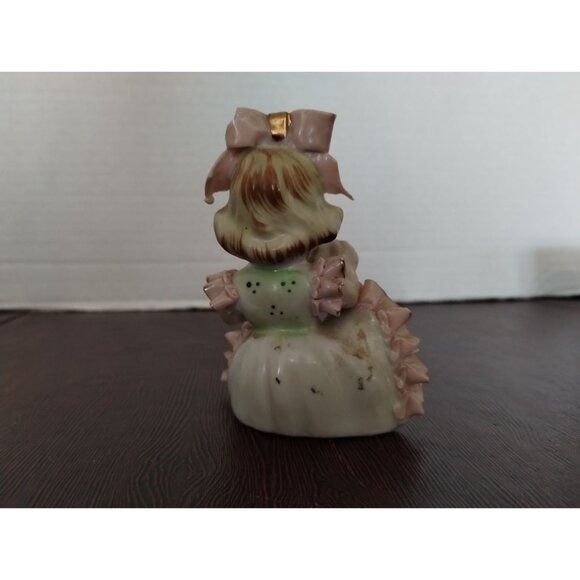 Vintage Ceramic Figurine Of Girl With Accordion & Pink Bow - Picture 3 of 7